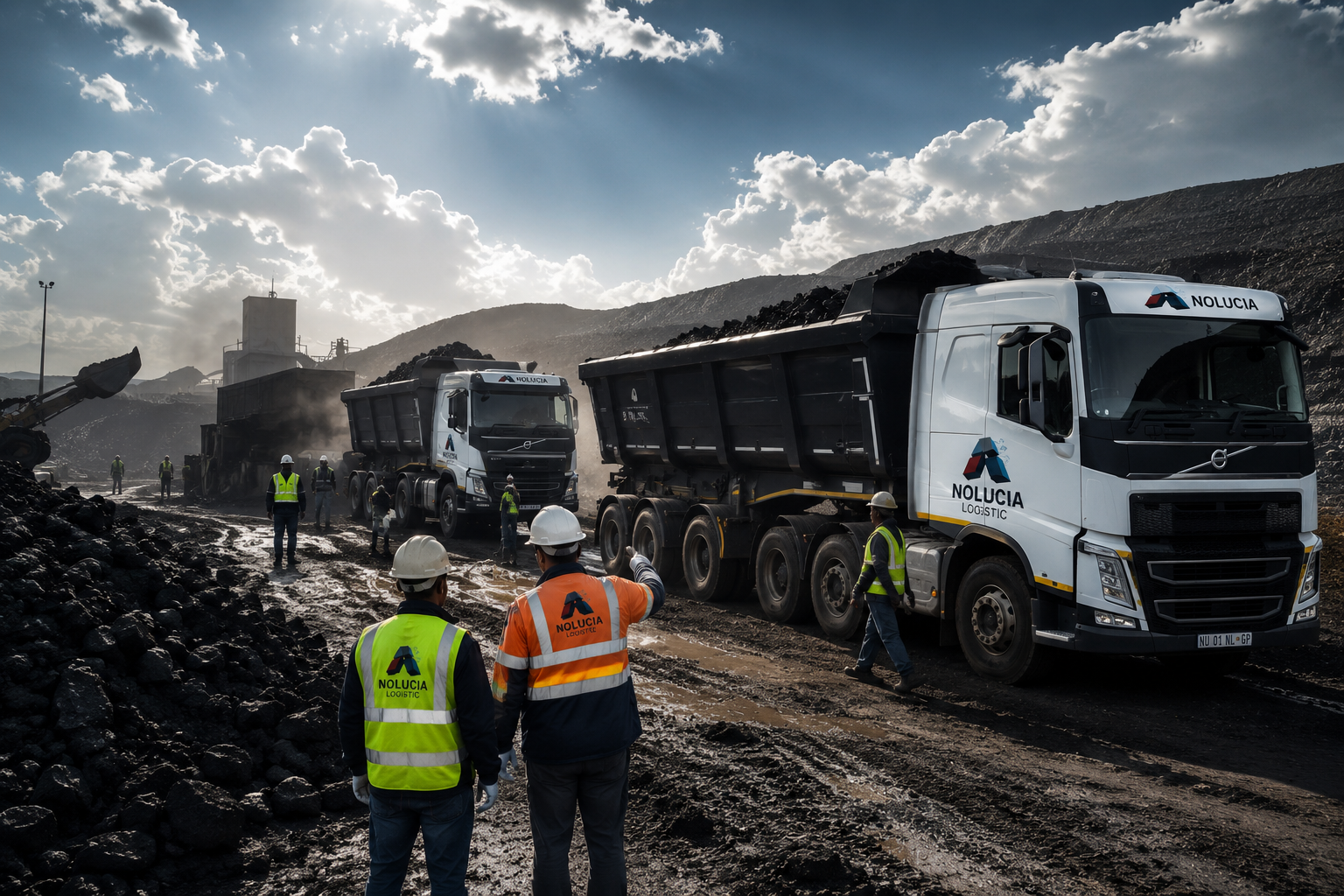 Nolucia Logistic team and trucks operating at a coal mining site